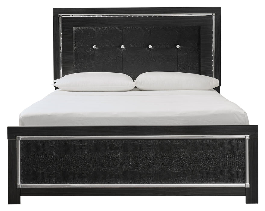 Kaydell Black LED Queen Panel Bed - Lara Furniture