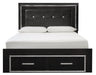 Kaydell Black LED Queen Storage Panel Bed - Lara Furniture