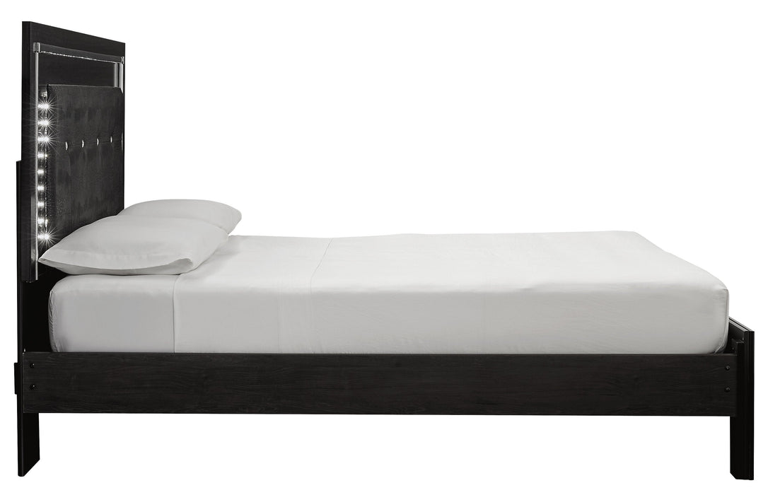 Kaydell Black LED Queen Storage Panel Bed - Lara Furniture