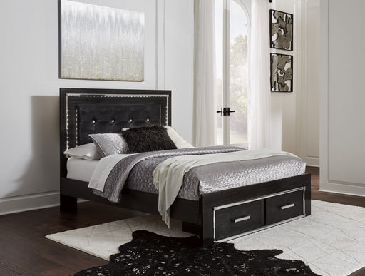 Kaydell Black LED Queen Footboard Storage Platform Bed - Lara Furniture