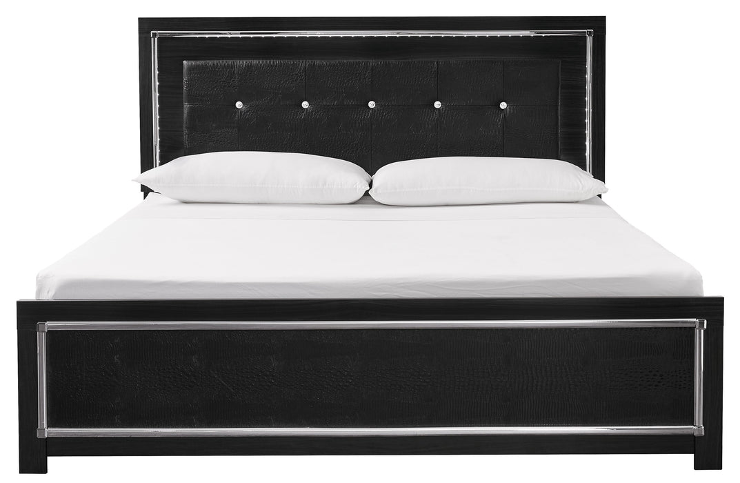 Kaydell Black LED King Panel Bed - Lara Furniture