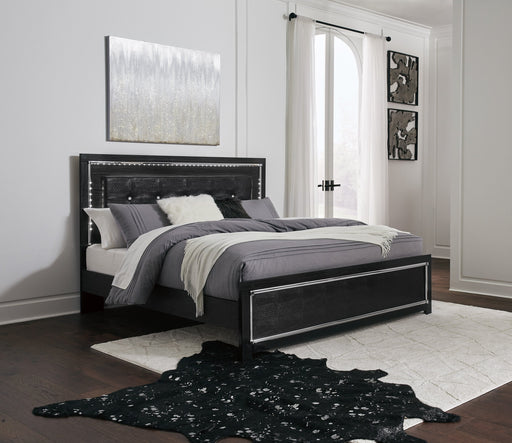 Kaydell Black LED King Panel Bed - Lara Furniture
