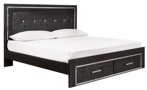 Kaydell Black LED King Storage Panel Bed - Lara Furniture