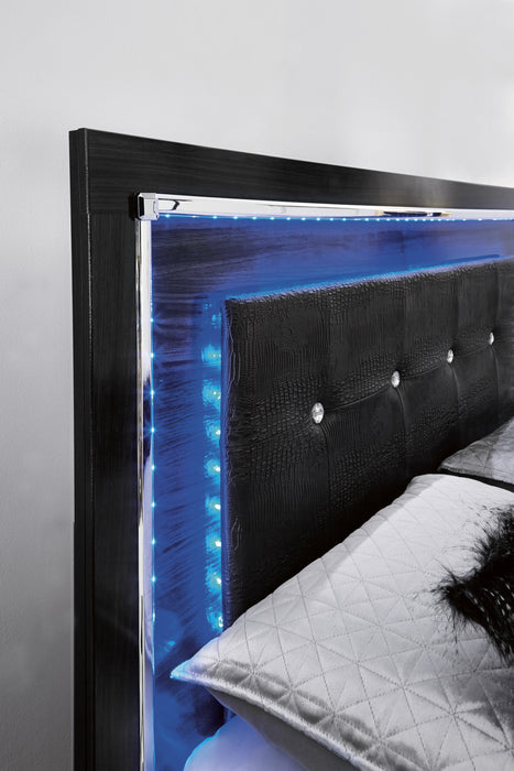 Kaydell Black LED Storage Panel Bedroom Set - Lara Furniture