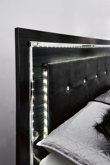 Kaydell Black LED Footboard Storage Platform Bedroom Set - Lara Furniture