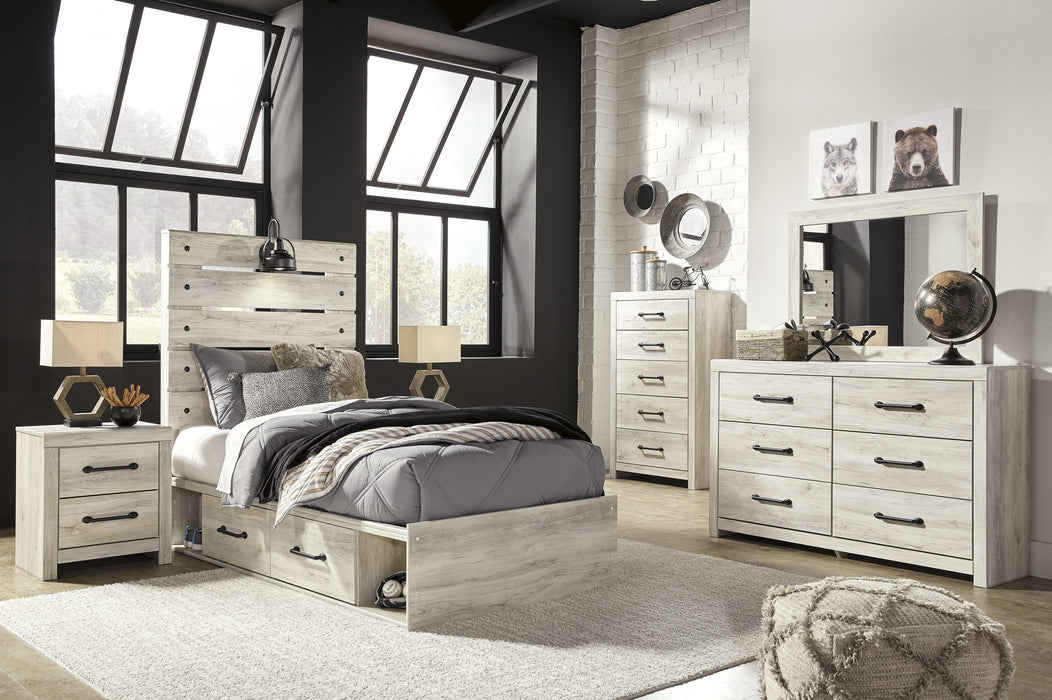 Cambeck Whitewash Youth Storage Platform Bedroom Set - Lara Furniture