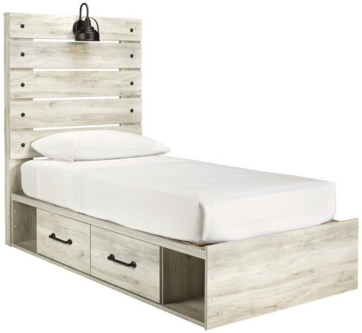 Cambeck Whitewash Twin Side Storage Platform Bed - Lara Furniture