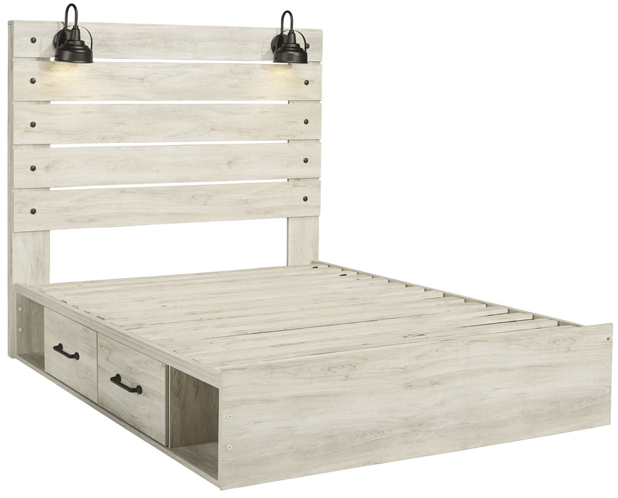 Cambeck Whitewash Queen Side Storage Platform Bed - Lara Furniture
