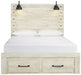 Cambeck Whitewash Queen Footboard Storage Bed - Lara Furniture