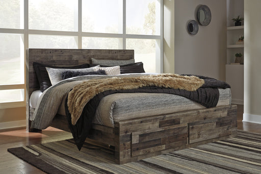 Derekson Gray King Footboard Storage Platform Bed | B200 - Lara Furniture