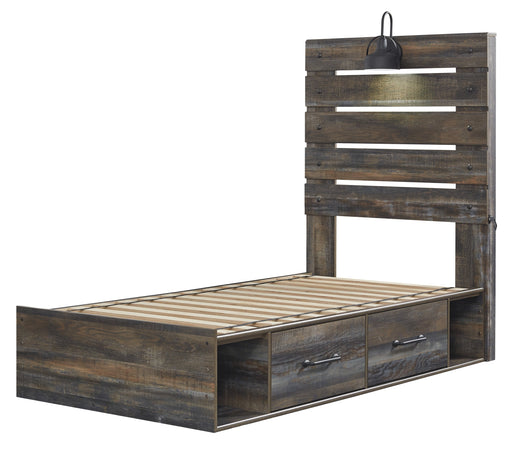 Drystan Brown Twin Side Storage Platform Bed - Lara Furniture