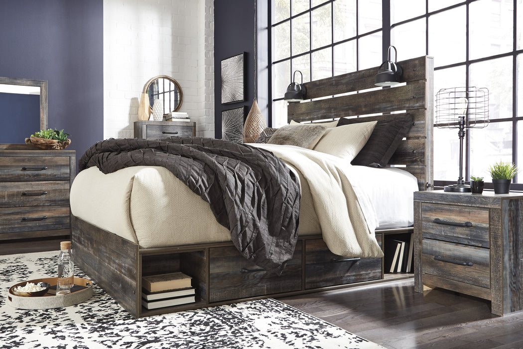Drystan Brown Queen Side Storage Platform Bed - Lara Furniture