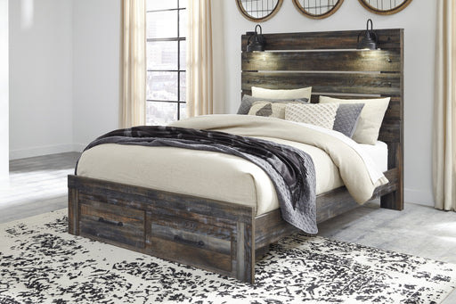 Drystan Brown Queen Footboard Storage Bed - Lara Furniture