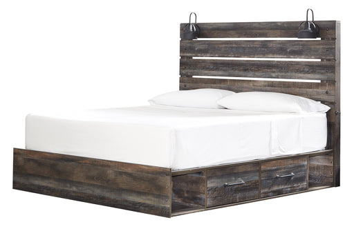Drystan Brown King Side Storage Platform Bed - Lara Furniture