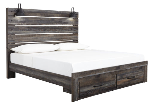 Drystan Brown King Footboard Storage Bed - Lara Furniture