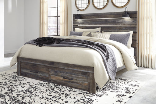 Drystan Brown King Footboard Storage Bed - Lara Furniture