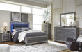 Lodanna Gray King LED Panel Bed - Lara Furniture