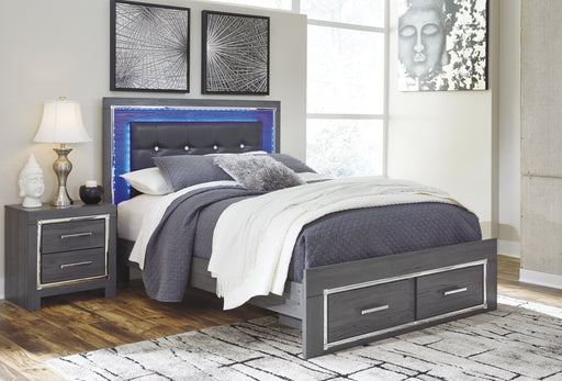 Lodanna Gray King LED Storage Bed - Lara Furniture