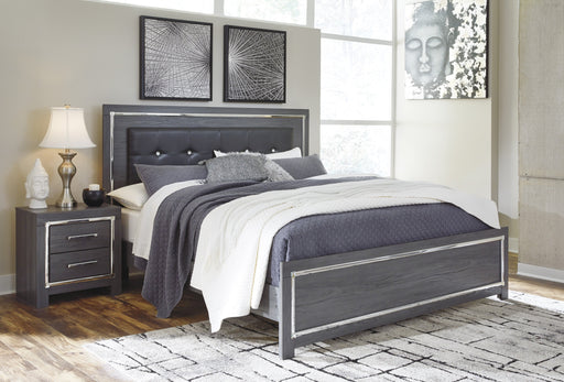 Lodanna Gray King LED Panel Bed - Lara Furniture