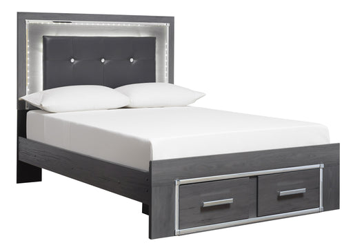 Lodanna Gray Full LED Storage Bed - Lara Furniture