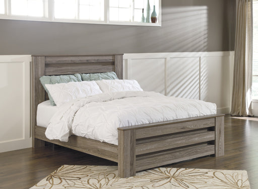 Zelen Warm Gray Queen Panel Bed - Lara Furniture