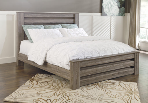 Zelen Warm Gray King Panel Bed - Lara Furniture