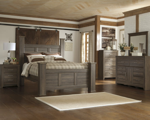 Juararo Dark Brown Poster Bedroom Set - Lara Furniture