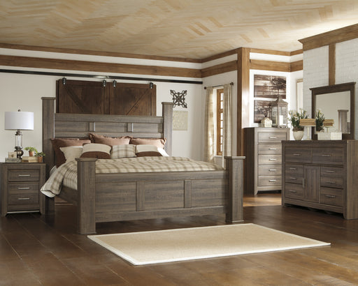 Juararo Dark Brown Poster Bedroom Set - Lara Furniture