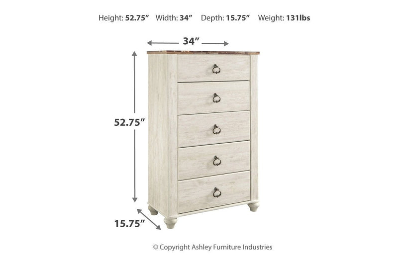 Willowton Two - tone Chest of Drawers - Lara FurnitureChest