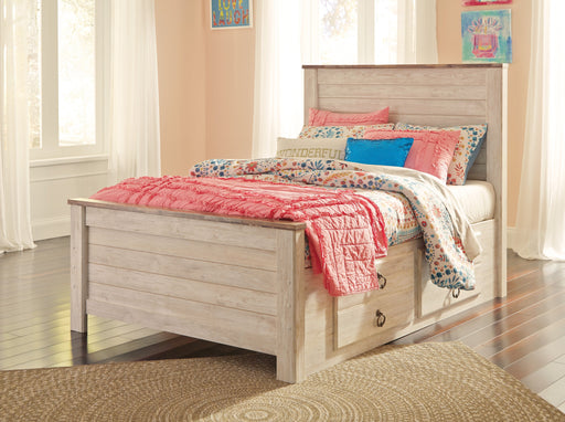 Willowton Whitewash Full Under Bed Storage Platform Bed - Lara Furniture