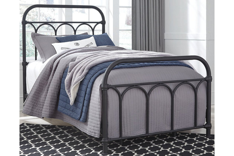 Nashburg Black Twin Metal Bed - Lara FurnitureTwin Bed