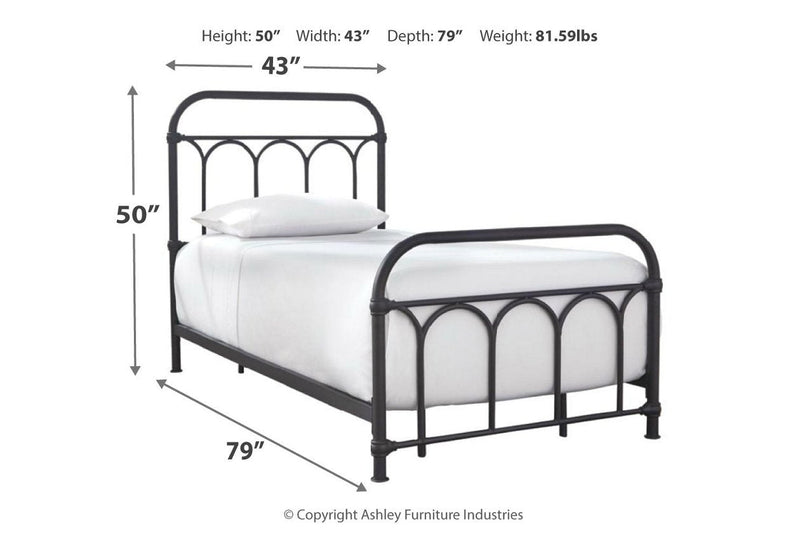 Nashburg Black Twin Metal Bed - Lara FurnitureTwin Bed