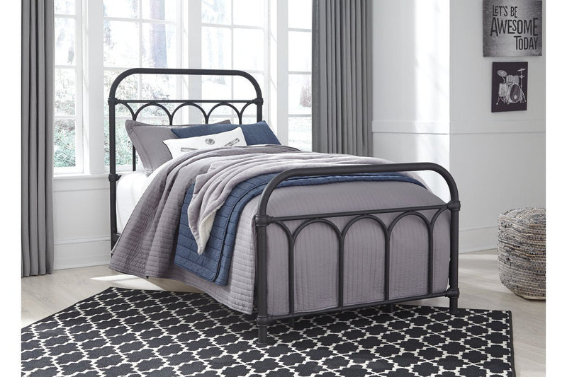 Nashburg Black Twin Metal Bed - Lara FurnitureTwin Bed