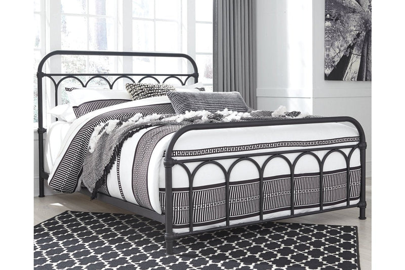 Nashburg Black Queen Metal Bed - Lara FurnitureQueen Bed