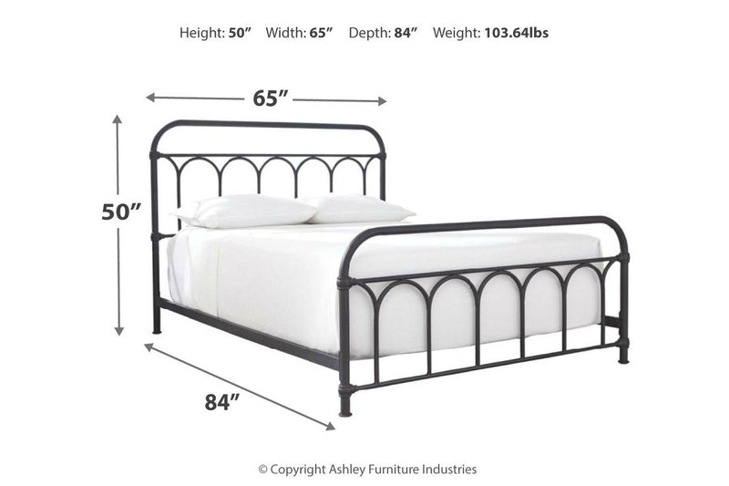 Nashburg Black Queen Metal Bed - Lara FurnitureQueen Bed