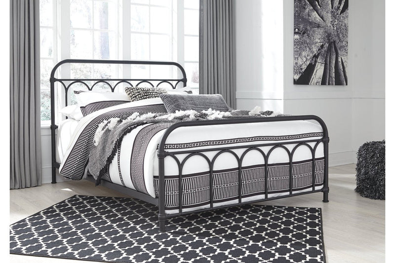 Nashburg Black Queen Metal Bed - Lara FurnitureQueen Bed
