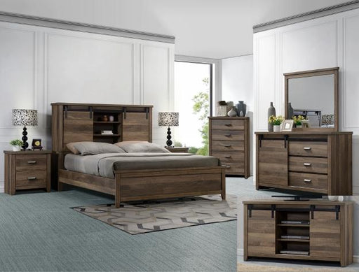 Calhoun Brown King Bookcase Bed - Lara Furniture