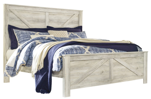 Bellaby Whitewash King Crossbuck Panel Bed - Lara Furniture