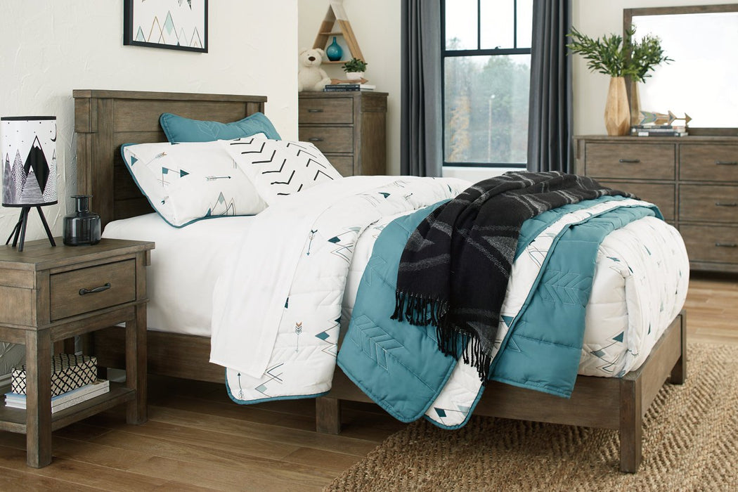 Shamryn Grayish Brown Twin Panel Bed - Lara Furniture