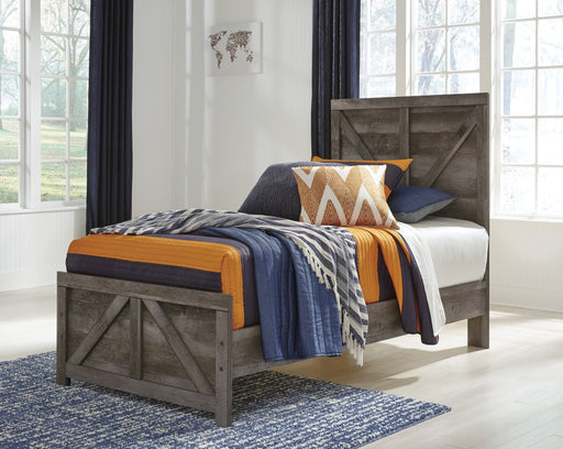 Wynnlow Gray Twin Crossbuck Panel Bed - Lara Furniture