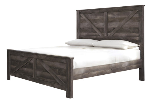 Wynnlow Gray King Crossbuck Panel Bed - Lara Furniture