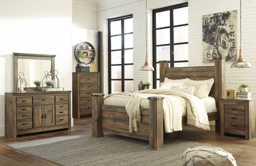 Trinell Brown Poster Bedroom Set with Fireplace Option - Lara Furniture