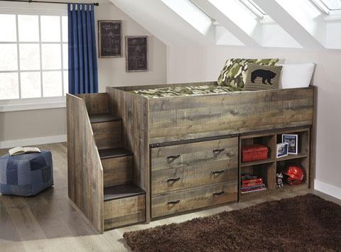 Trinell Brown Twin Bookcase Loft Bed - Lara Furniture