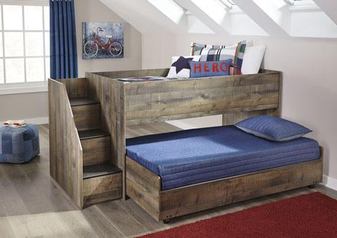 Trinell Brown Loft Caster Bed - Lara Furniture