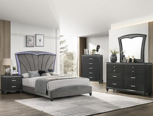 Frampton Gray King LED Platform Bed - Lara Furniture