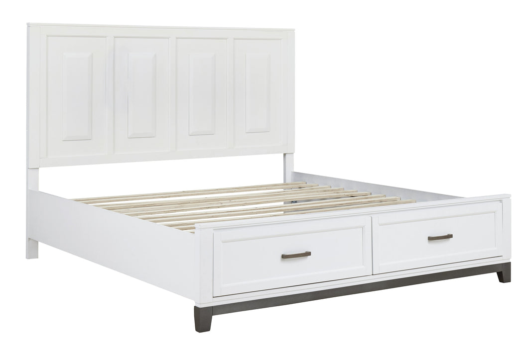 Brynburg White Queen Footboard Storage Platform Bed - Lara Furniture