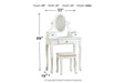 Kaslyn White Vanity and Mirror with Stool - Lara Furniture