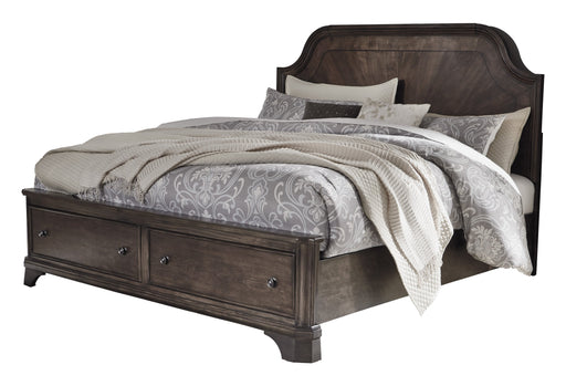 Adinton Brown King Footboard Storage Platform Bed - Lara Furniture