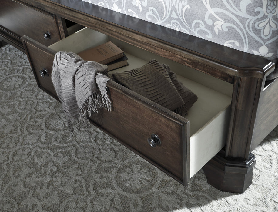 Adinton Brown Footboard Storage Platform Bedroom Set - Lara Furniture