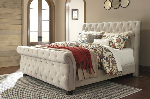 Willenburg Linen Upholstered King Sleigh Bed - Lara Furniture
